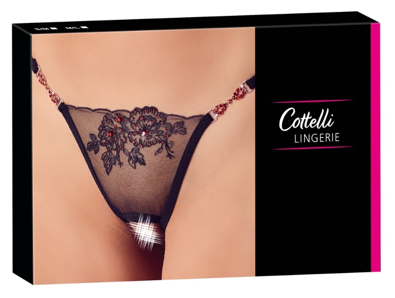 Cottelli Collection Lingerie OPEN STRING WITH RED RHINESTONES