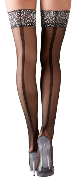 Cottelli Collection Stockings BLACK STOCKINGS WITH SILVER ORNAMENT