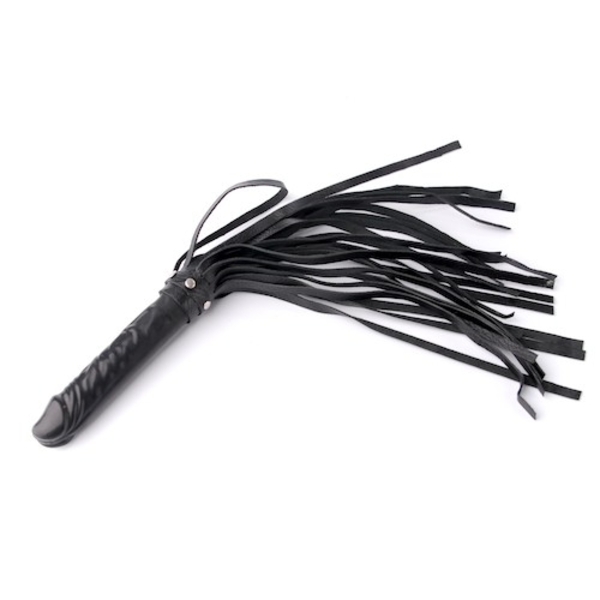 Sitabella LEATHER FLOGGER BLACK WITH DILDO HANDLE 30 cm