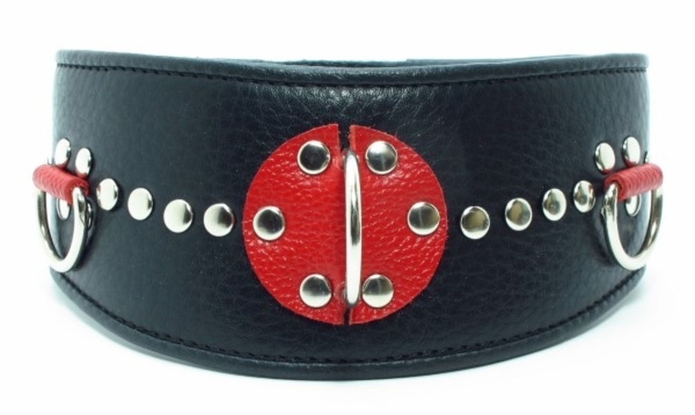 BDSM Arsenal COLLAR WITH RIVETS BLACK & RED